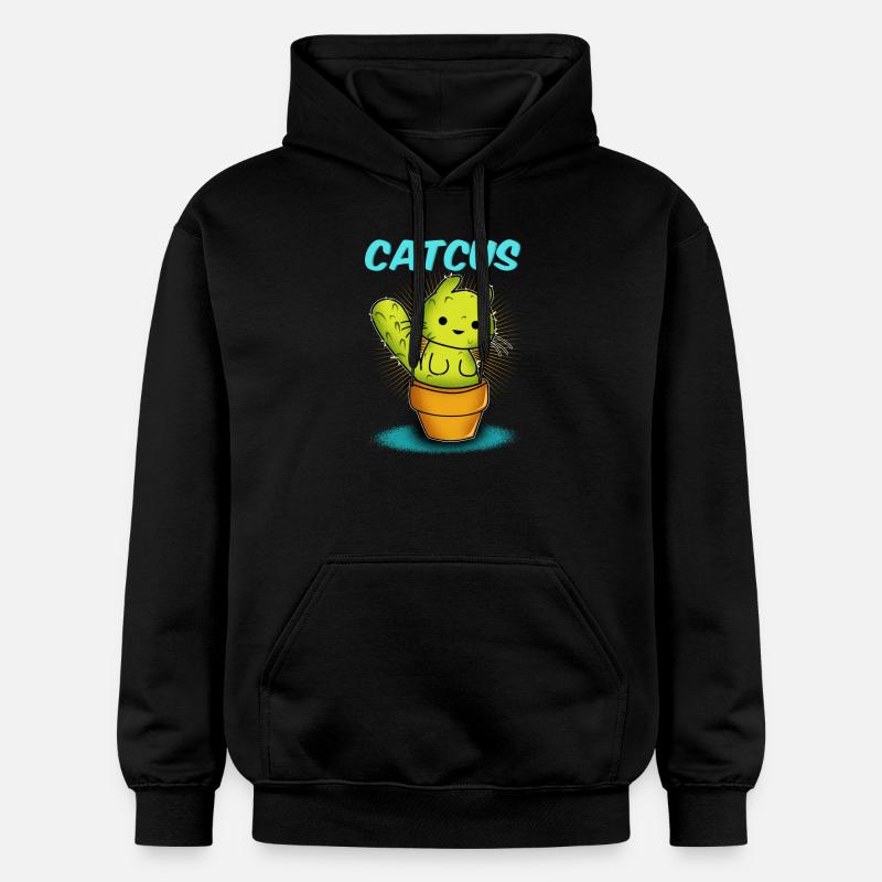 Cat / CATCUS / Cactus / Gift - Gildan Unisex Softstyle® Midweight Hoodie - black
