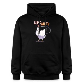 Guess what chicken funny gift creative funny cute - Gildan Unisex Softstyle® Midweight Hoodie - black - Front - Marisol (170cm) & Nik (191cm)