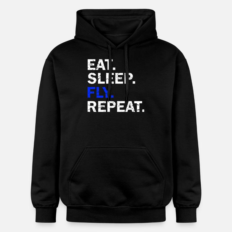 Eat Sleep Fly Répéter - Sweat à capuche Softstyle® Gildan Unisexe - noir