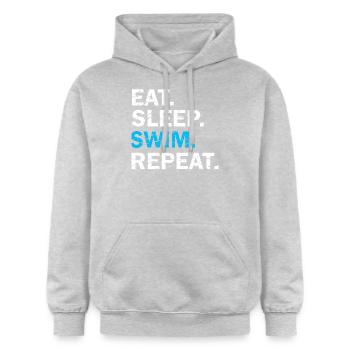 Eat Sleep Swim Repeat USED - Gildan Unisex Softstyle® Midweight Hoodie - Hellgrau meliert - Vorne - Liana (172cm) & Jaron (178cm)