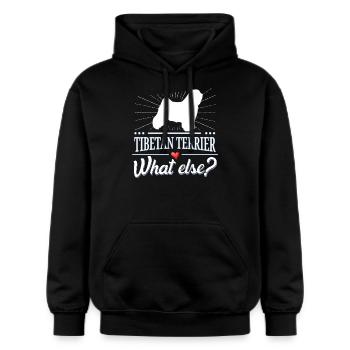 Tibet-Terrier what else? Tibetan Terrier - Gildan Unisex Softstyle® Midweight Hoodie - Schwarz - Vorne - Marisol (170cm) & Nik (191cm)