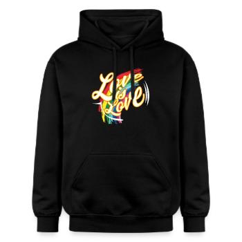 CSD T-Shirt love is love - Gildan Unisex Softstyle® Midweight Hoodie - Schwarz - Vorne - Marisol (170cm) & Nik (191cm)