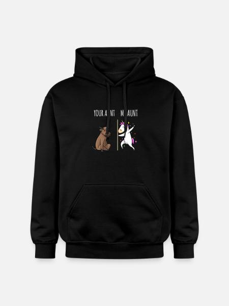 Din moster Min tante Cow Unicorn Gift EN - Gildan Softstyle® Midweight unisex-hoodie - sort