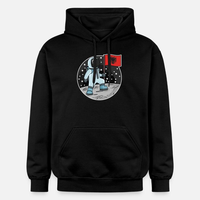 Astronaute avec drapeau Albanie - Sweat à capuche Softstyle® Gildan Unisexe - noir