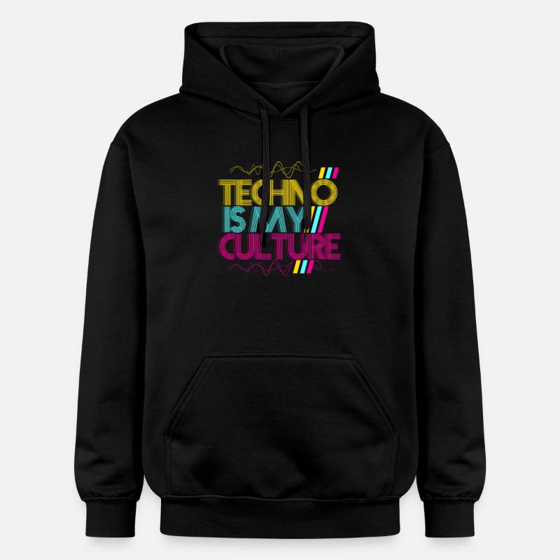 Techno es mi cultura - Sudadera con capucha unisex de peso medio Softstyle® de Gildan - negro