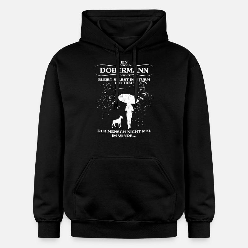 Frauen-Hundeshirt mit Dobermann - Gildan Unisex Softstyle® Midweight Hoodie - Schwarz