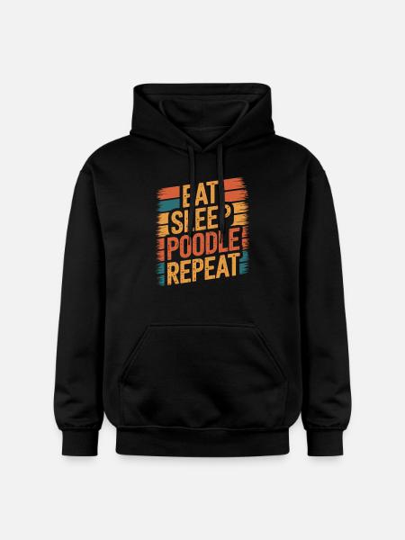 Manger. Dormir. Caniche. Répéter. - Sweat à capuche Softstyle® Gildan Unisexe - noir