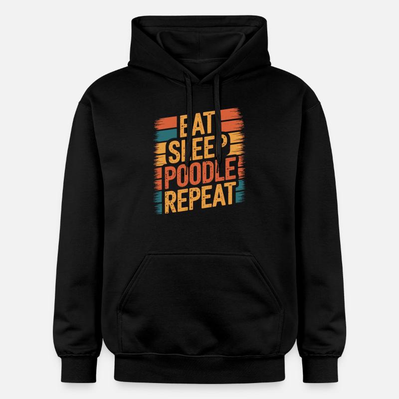 Manger. Dormir. Caniche. Répéter. - Sweat à capuche Softstyle® Gildan Unisexe - noir