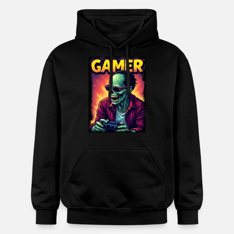 Zombie Gamer mit Controller - Gildan Unisex Softstyle® Midweight Hoodie - Schwarz