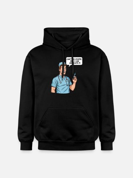 Rolig sjuksköterska ordspråk - dumhet medicin - Gildan luvtröja unisex Softstyle® Midweight - svart