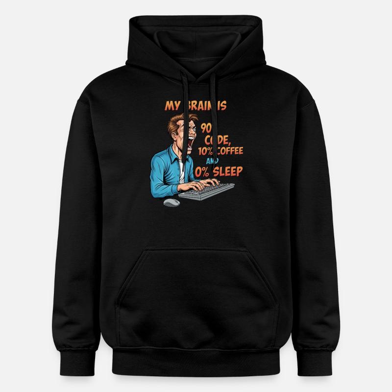 0% Schlaf: Code & Kaffee Power! - Gildan Unisex Softstyle® Midweight Hoodie - Schwarz