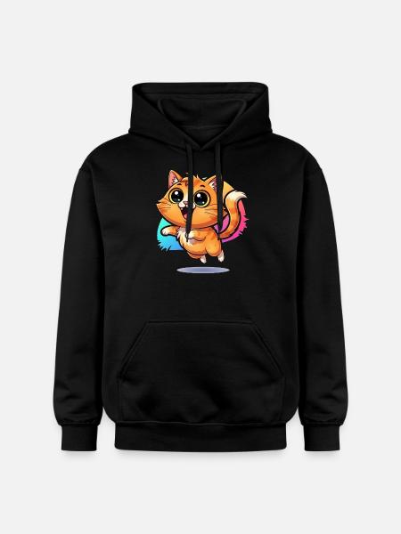 Fluffy budbringer af held og lykke: Sød kat med googly øjne - Gildan Softstyle® Midweight unisex-hoodie - sort
