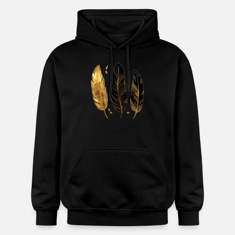 Plumes dorées - Sweat à capuche Softstyle® Gildan Unisexe - noir