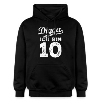 Digga Ich Bin 10 Jahre 10. Geburtstag - Gildan Unisex Softstyle® Midweight Hoodie - Schwarz - Vorne - Marisol (170cm) & Nik (191cm)