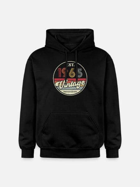 60e verjaardag 60 jaar geboren 1965 man vrouw - Gildan uniseks Softstyle® Midweight hoodie - zwart