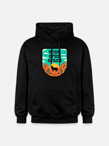 Desert in retro style - Gildan Unisex Softstyle® Midweight Hoodie - black