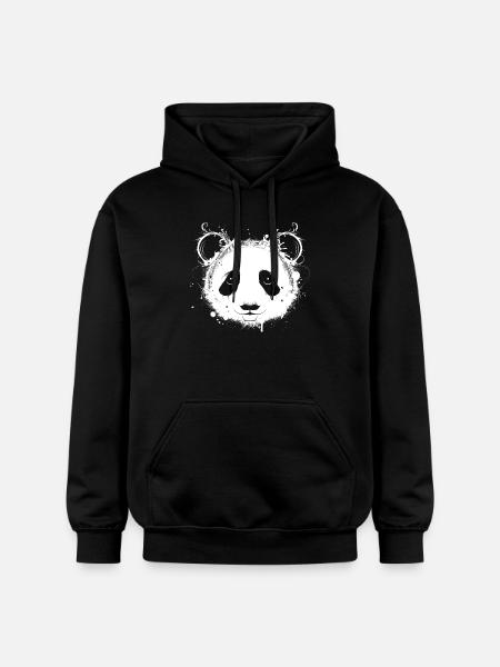 Tête de panda géant - Sweat à capuche Softstyle® Gildan Unisexe - noir