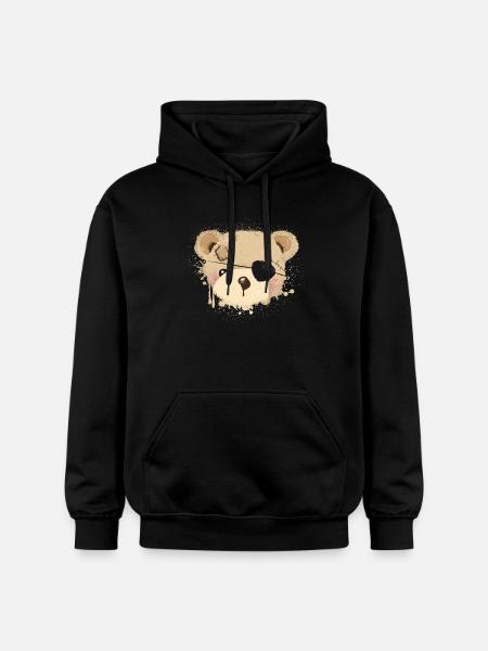 Teddy with eye patch - Gildan Unisex Softstyle® Midweight Hoodie - black