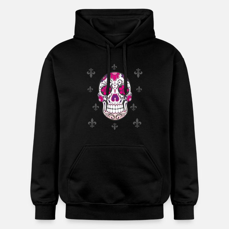 Sugar Skull Fleur De Lis - Sweat à capuche Softstyle® Gildan Unisexe - noir