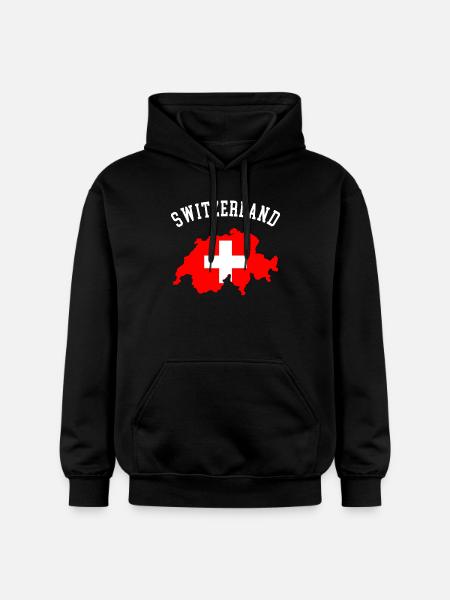 Switzerland Flag Map - Gildan Unisex Softstyle® Midweight Hoodie - black