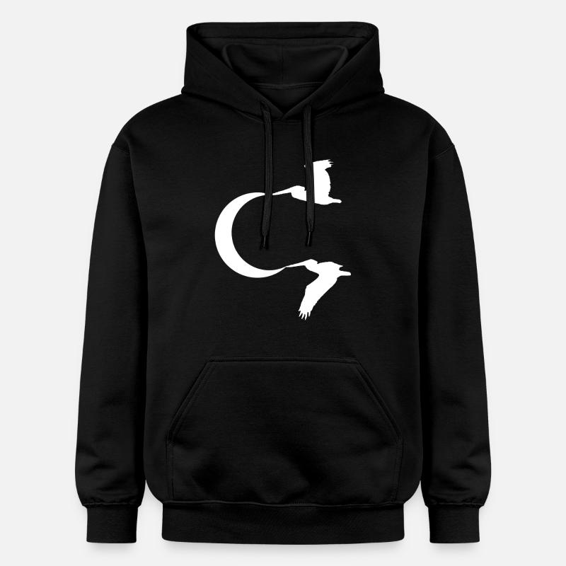 Les oiseaux et la lune - Sweat à capuche Softstyle® Gildan Unisexe - noir