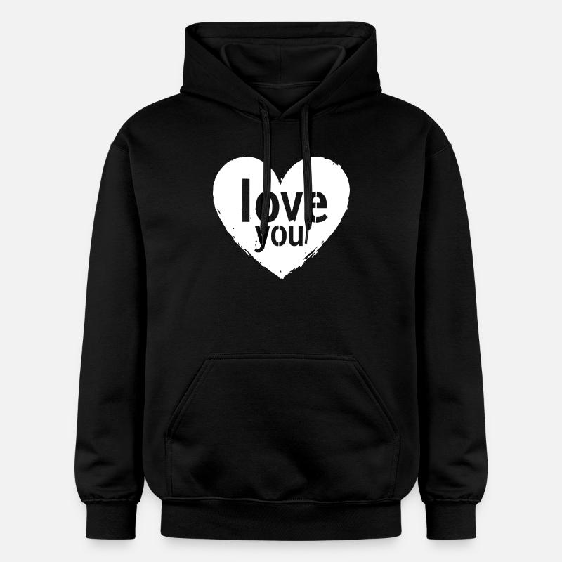 Je t’aime, blanc - Sweat à capuche Softstyle® Gildan Unisexe - noir