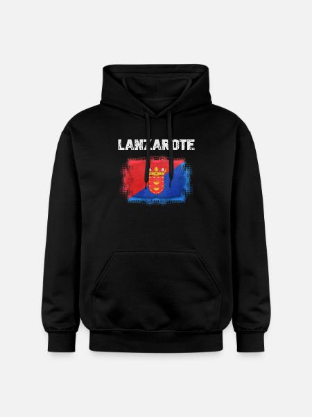 Lanzarote flag with coat of arms - Gildan Unisex Softstyle® Midweight Hoodie - black