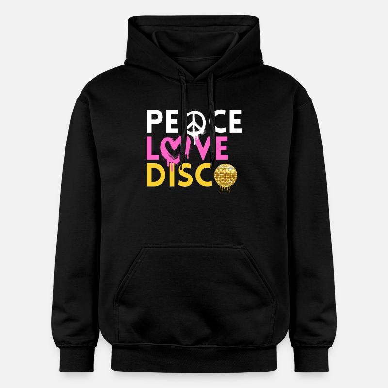 Peace Love Disco Style Néon Rétro - Sweat à capuche Softstyle® Gildan Unisexe - noir