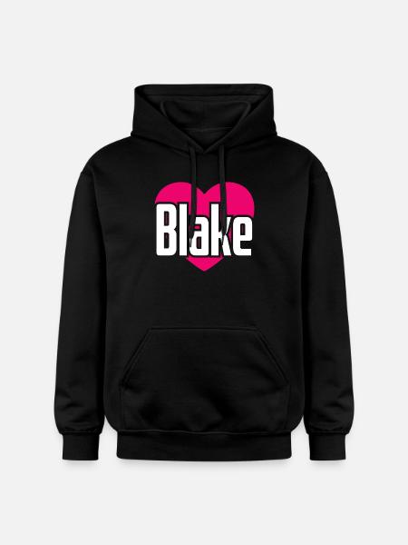 J’aime Blake Coeur rose J’aime Blake - Sweat à capuche Softstyle® Gildan Unisexe - noir