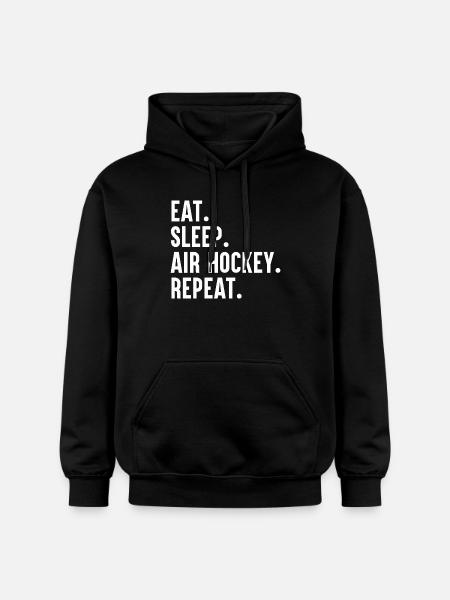 Eat Sleep Air Hockey Repeat - Gildan Unisex Softstyle® Midweight Hoodie - black