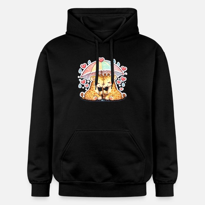 Girafes câlines sous arc-en-ciel - Sweat à capuche Softstyle® Gildan Unisexe - noir