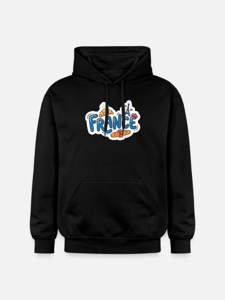 Sticker France Kawaii Croissant Paris - Gildan Unisex Softstyle® Midweight Hoodie - black