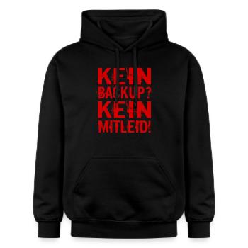 Kein Backup? Kein Mitleid! - Gildan Unisex Softstyle® Midweight Hoodie - Schwarz - Vorne - Marisol (170cm) & Nik (191cm)