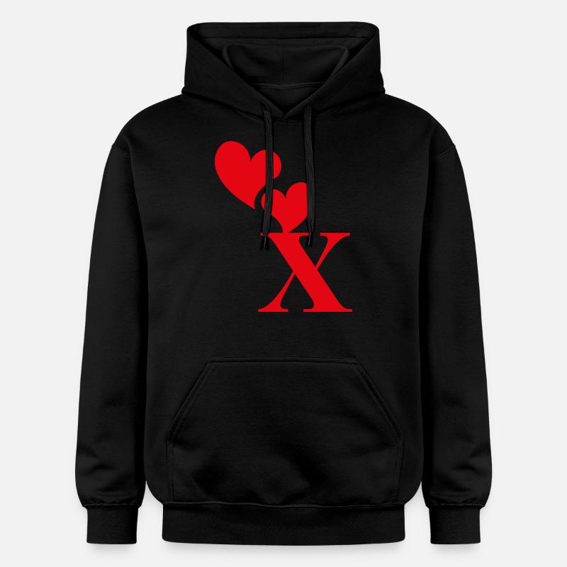 Lettre x cœur rouge - Sweat à capuche Softstyle® Gildan Unisexe - noir