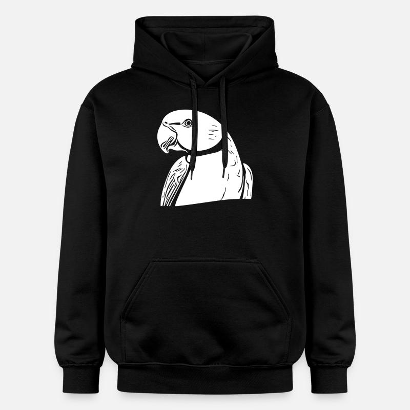 Perruche à collier Portrait Vintage Perroquet Dessin - Sweat à capuche Softstyle® Gildan Unisexe - noir