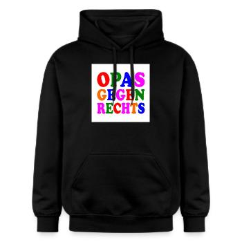 Opas gegen rechts - Gildan Unisex Softstyle® Midweight Hoodie - Schwarz - Vorne - Marisol (170cm) & Nik (191cm)