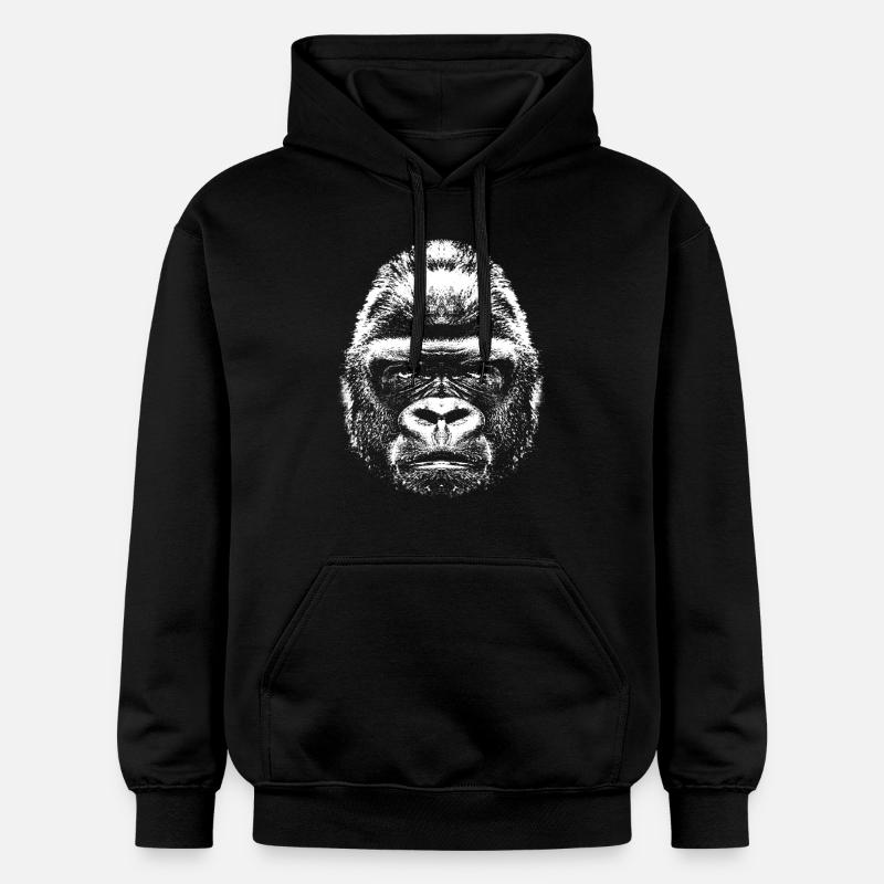 Gorille - Tête - Sweat à capuche Softstyle® Gildan Unisexe - noir