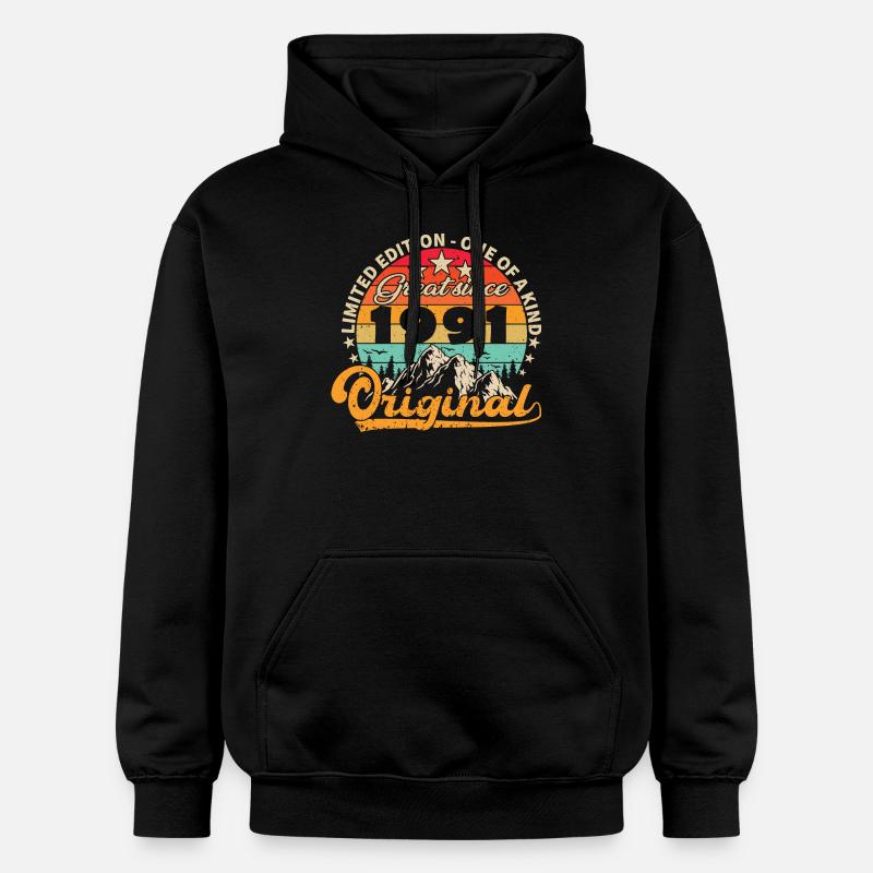 Millésime Né(e) 1991 Cadeau Anniversaire. - Sweat à capuche Softstyle® Gildan Unisexe - noir