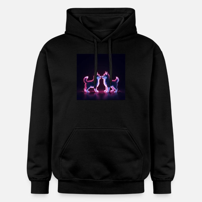 Adorables petits chiots husky - Sweat à capuche Softstyle® Gildan Unisexe - noir