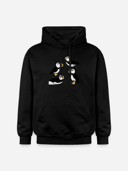 Family of Puffins - Gildan Unisex Softstyle® Midweight Hoodie - black