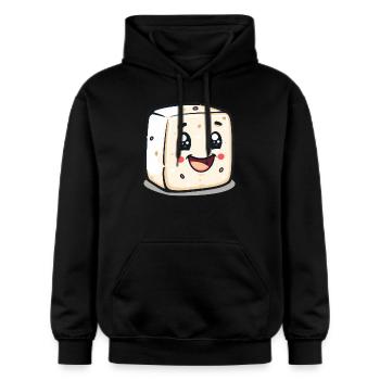 Cute Marshmallow Comic - Gildan Unisex Softstyle® Midweight Hoodie - black - Front - Marisol (170cm) & Nik (191cm)