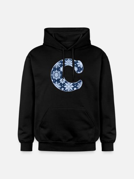 Buchstabe C Schneeflocken - Gildan Unisex Softstyle® Midweight Hoodie - Schwarz