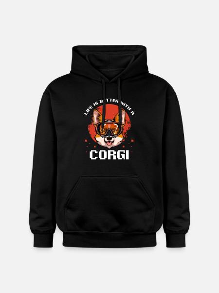 Amusement de bain pour les plongeurs corgi - Sweat à capuche Softstyle® Gildan Unisexe - noir
