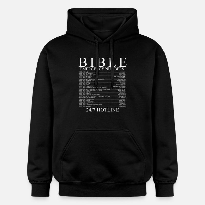 numéros d'urgence de la Bible - Sweat à capuche Softstyle® Gildan Unisexe - noir