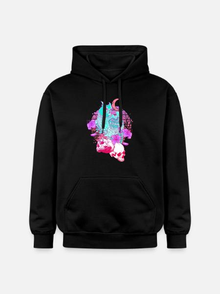 Pastel Goth Skull Owl Aesthetic Clothes Moon - Gildan Unisex Softstyle® Midweight Hoodie - black