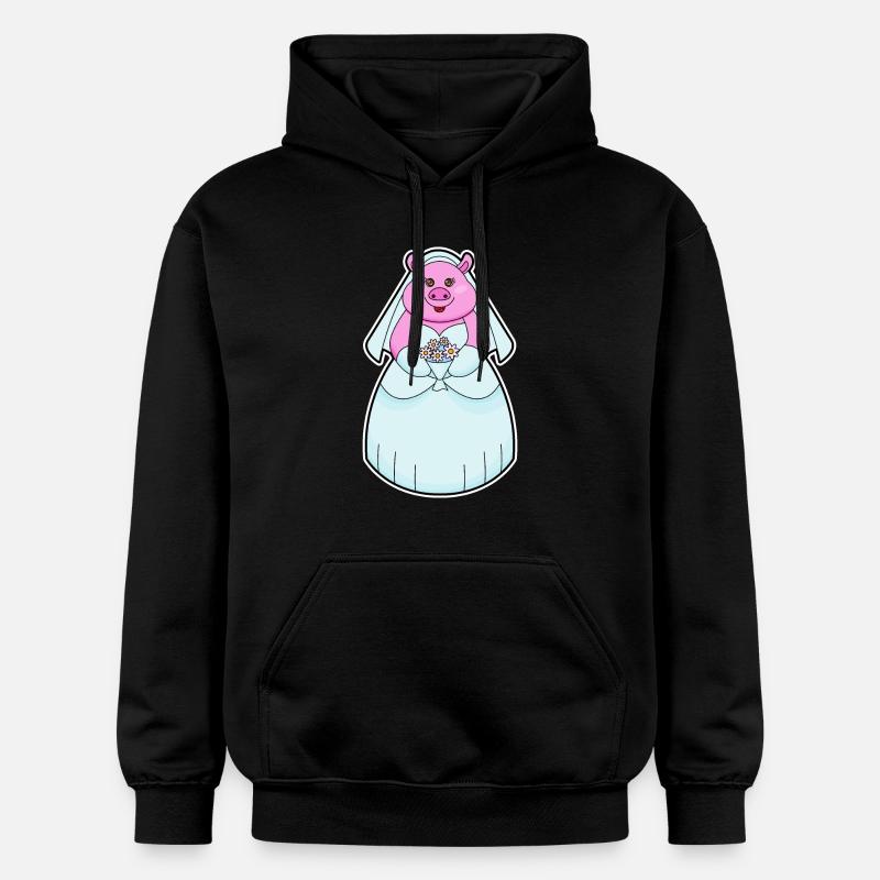Cochon comme mariée avec voile - Sweat à capuche Softstyle® Gildan Unisexe - noir
