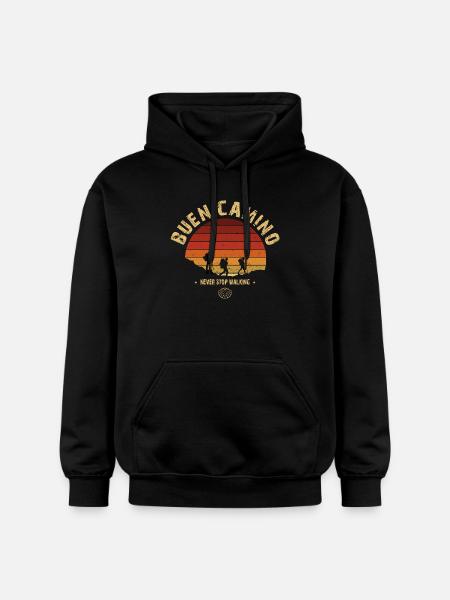 Buen Camino de Santiago Vintage Badge - Gildan Unisex Softstyle® Midweight Hoodie - black