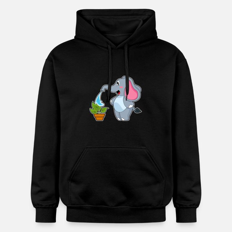 Éléphant avec plante - Sweat à capuche Softstyle® Gildan Unisexe - noir