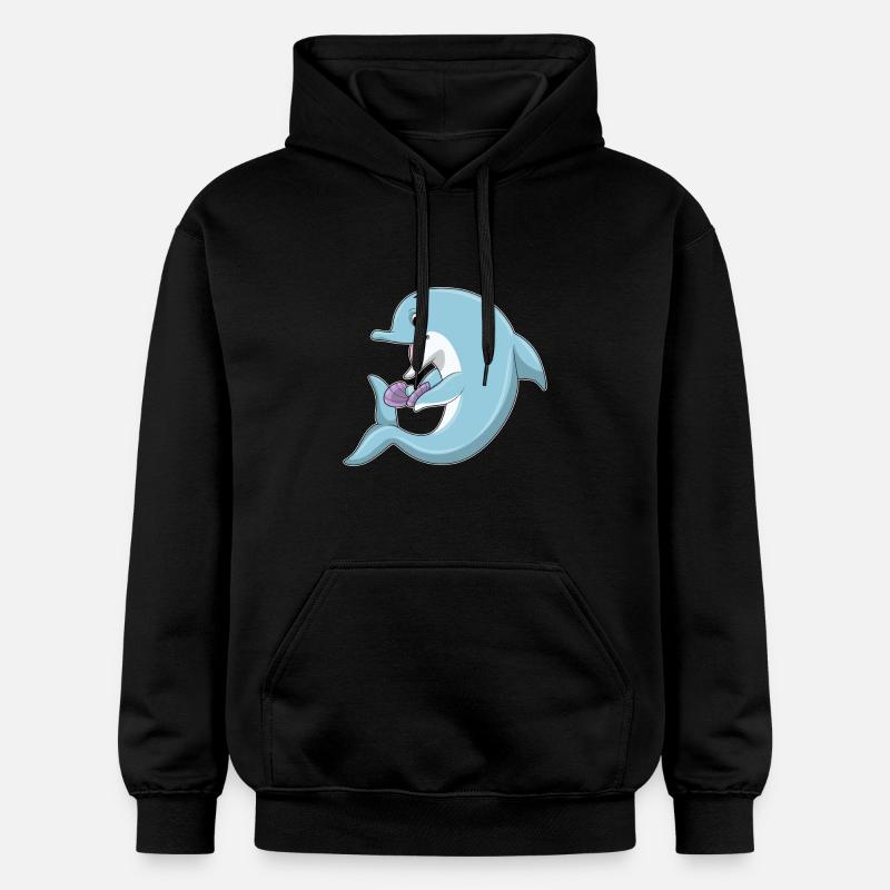 Dauphin avec perle - Sweat à capuche Softstyle® Gildan Unisexe - noir