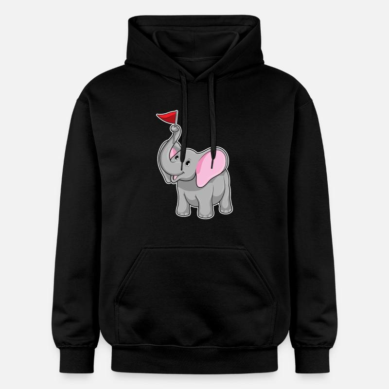 Éléphant avec drapeau - Sweat à capuche Softstyle® Gildan Unisexe - noir